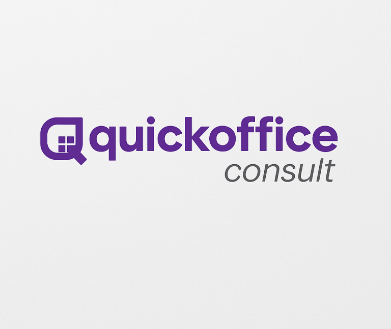 Logo von Quickoffice Consult in lila und Grau.